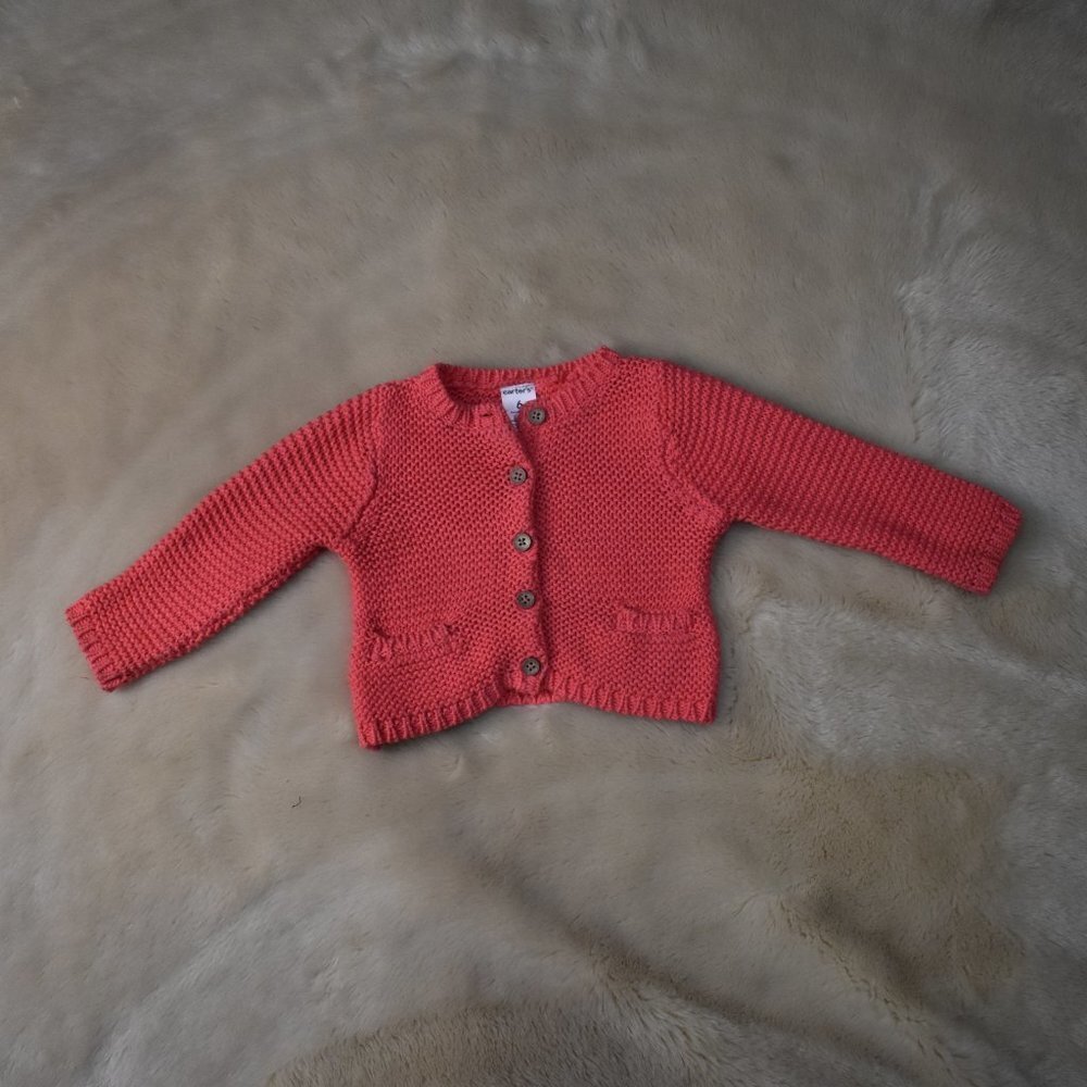 Carters Pink Button up Knit Sweater Size 6 Months